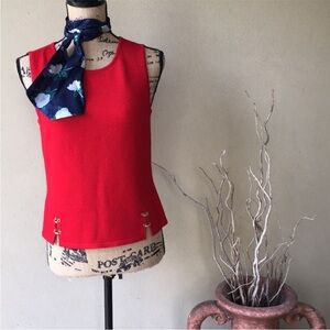 Vintage St John Sleeveless Woven Top with Gold Embellishments